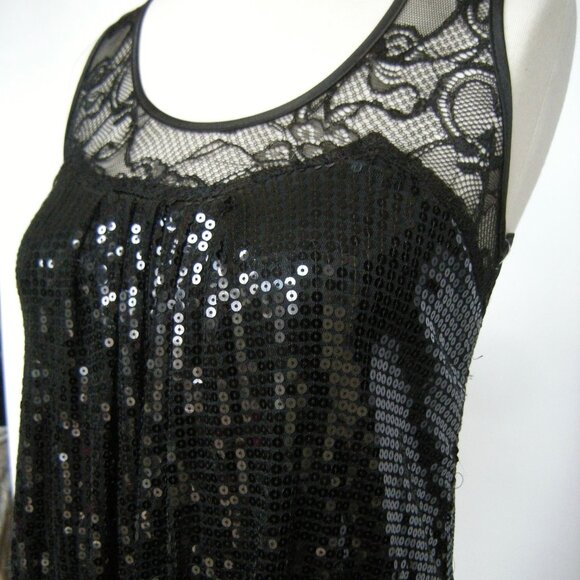 Wildcat CUTE Black Sequined and Lace Y2K Baby Doll Mini Dress/Tunic - S - Picture 5 of 9